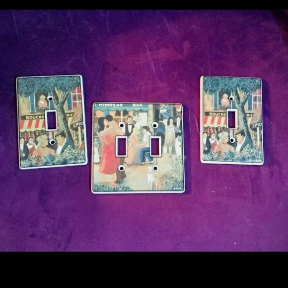 Set of 3 Designer Switch Plate Covers-French Scene - Picture 5 of 7